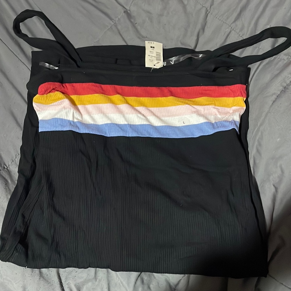 Aeropostale Black and Rainbow Stripe Dress- Size Large